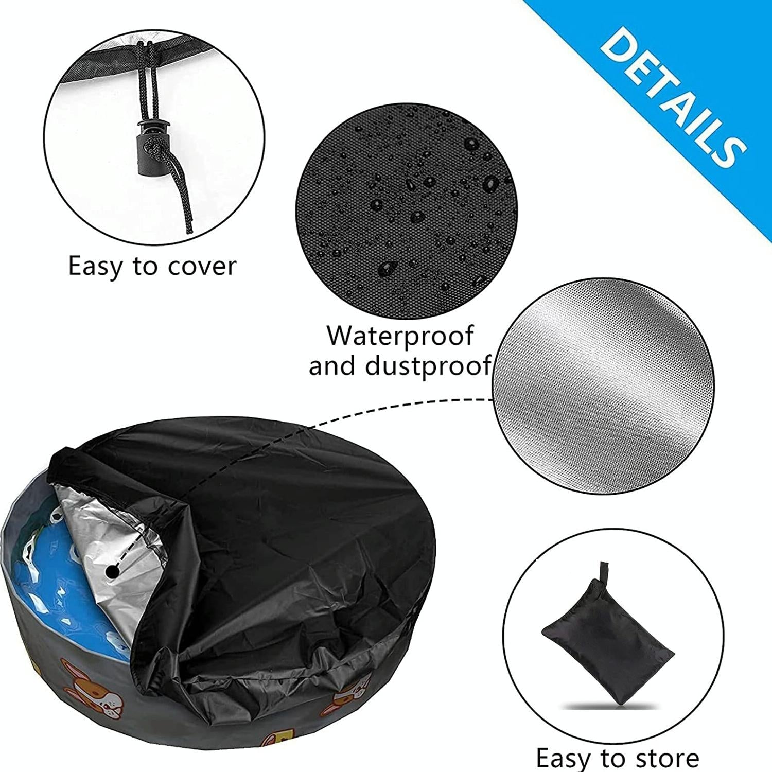 82X30Cm Foldable Sunscreen Pool Cover - Dustproof Round Black & Silver-1915198353050832899