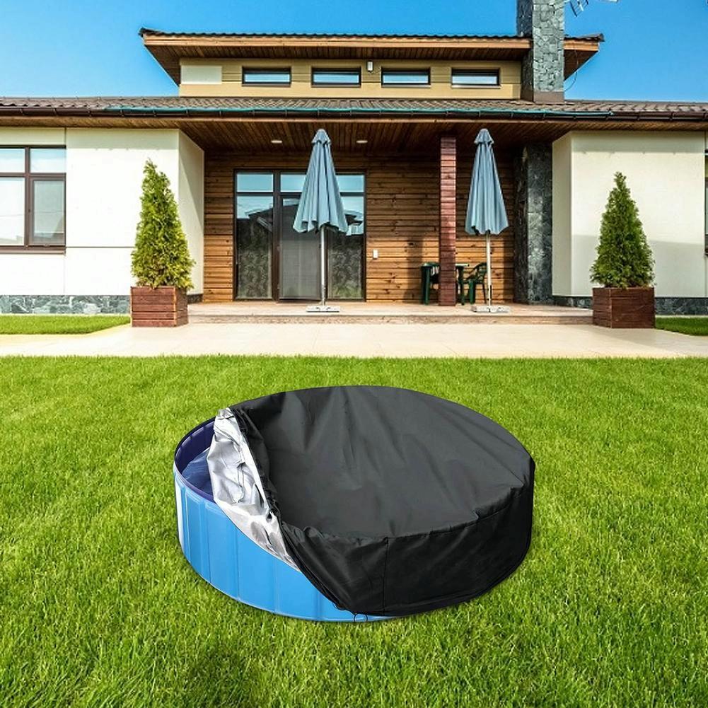 82X30Cm Foldable Sunscreen Pool Cover - Dustproof Round Black & Silver-1915198353050832901