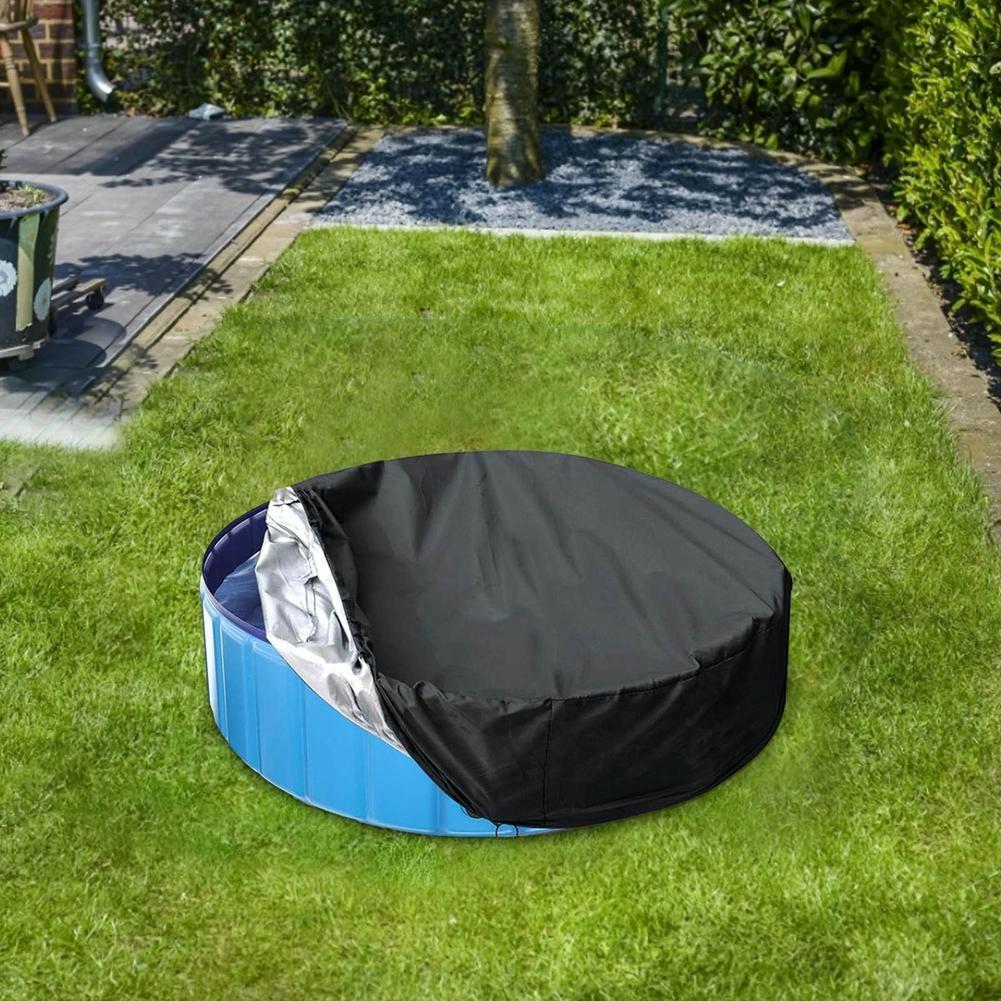 82X30Cm Foldable Sunscreen Pool Cover - Dustproof Round Black & Silver-1915198353050832902