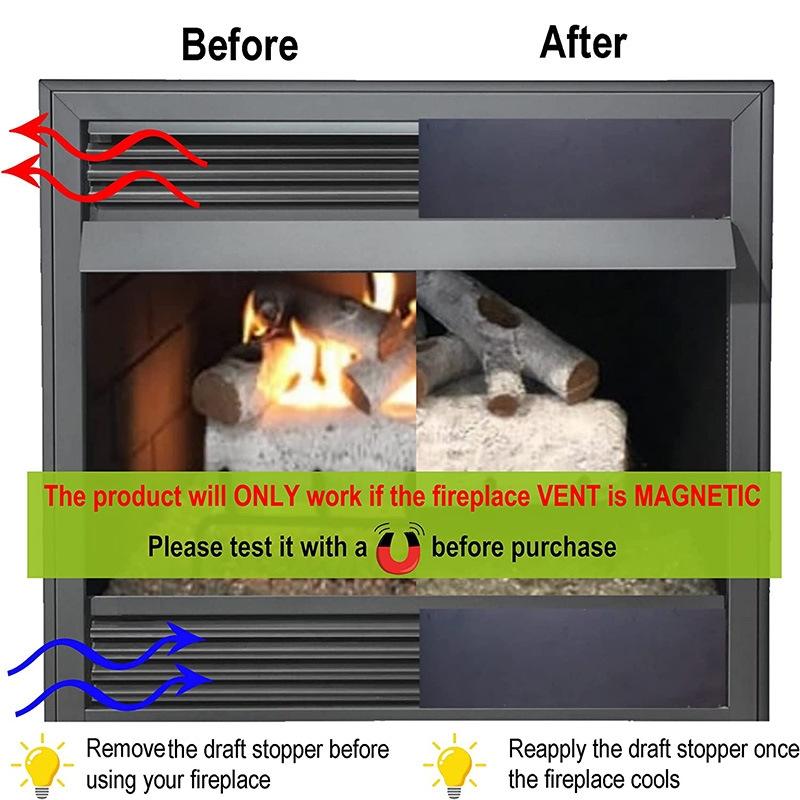2-Pack Magnetic Fireplace Draft Stopper - 91.44 X 10.16Cm - Block Cold Air-1915198356523716611