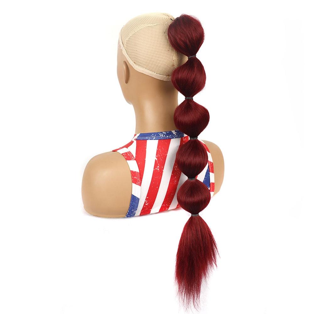 Long Drawstring Shaggy Bubble Ponytail Wig - Bug-1915197171477647365