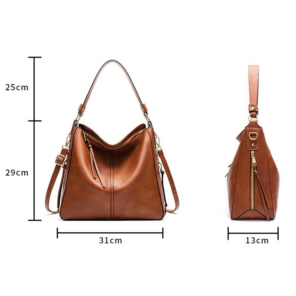 Adjustable Leather Tote Bag With Multi-Compartments - Large Capacity-1915197697820856322