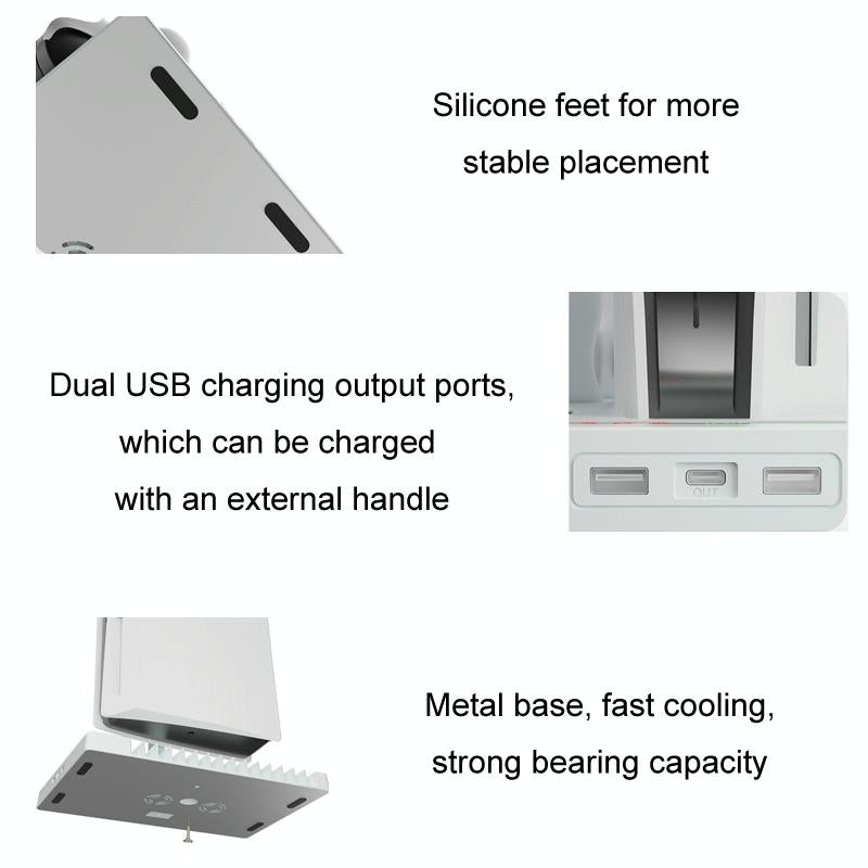 Ps5 Cooling Handle With Charging Base And Disc Storage Rack - White-1915197139391221762