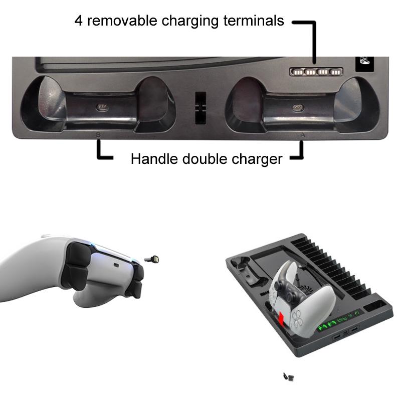 Ps5 Cooling Fan Base With Charging Stand And Disc Holder - Black-1915197143715549189