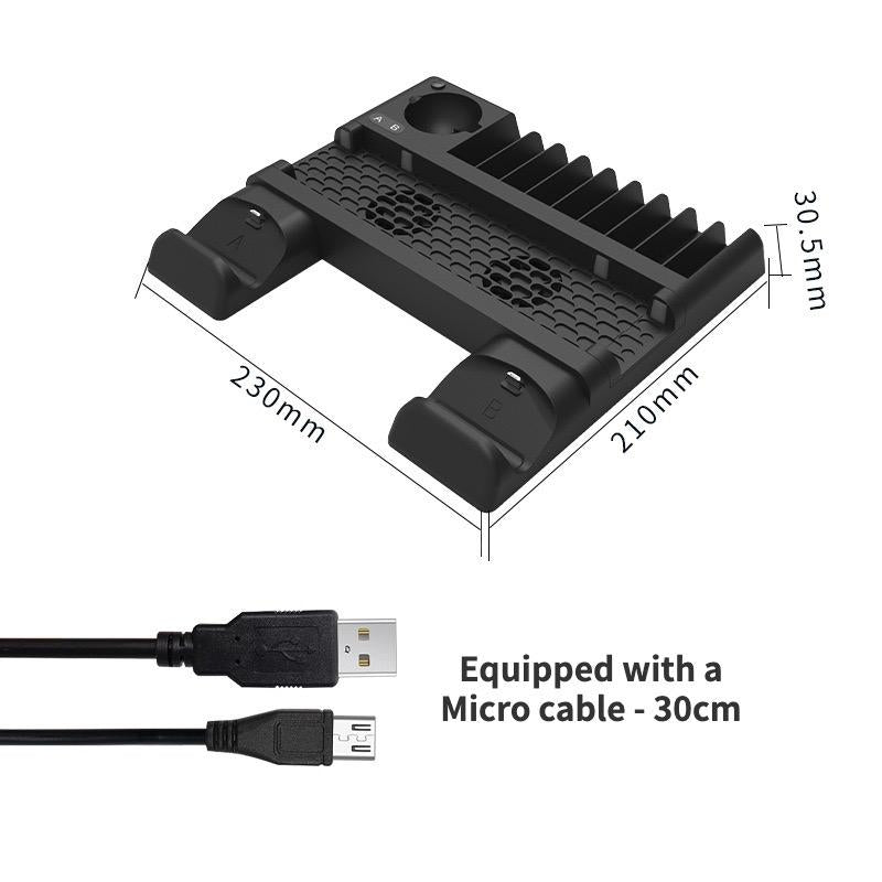 Multi-Function Dual-Seat Cooling Base For Ps4 / Ps4 Pro / Ps4 Slim With Charging And Storage - Black-1915196928237375491
