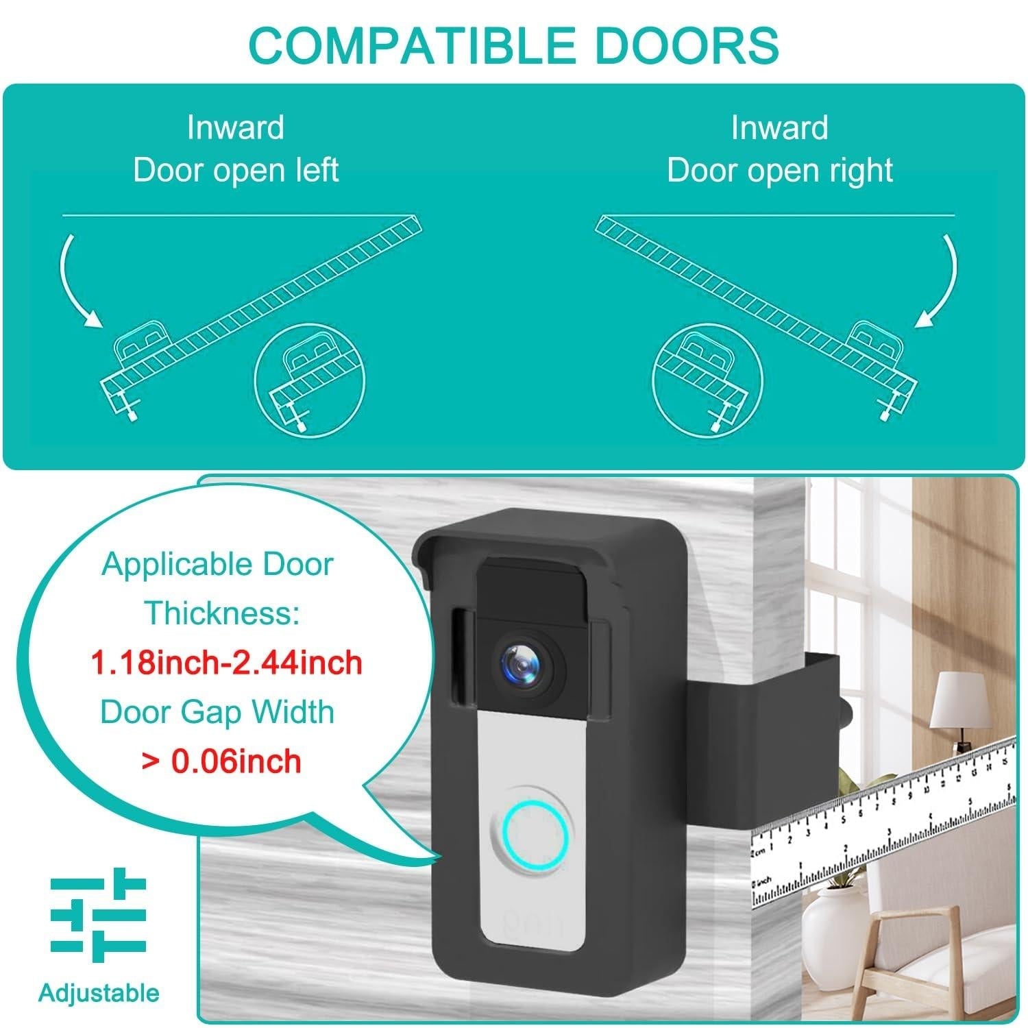 Universal Anti-Theft Overhead Bracket For Blink / Google Ring Doorbell - Adjustable-1915197882428952581