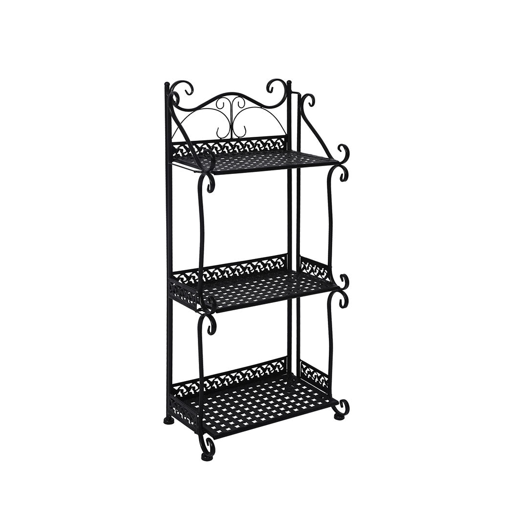 Levede Plant Stand 3 Tiers Outdoor Indoor Black-1942353746407329792