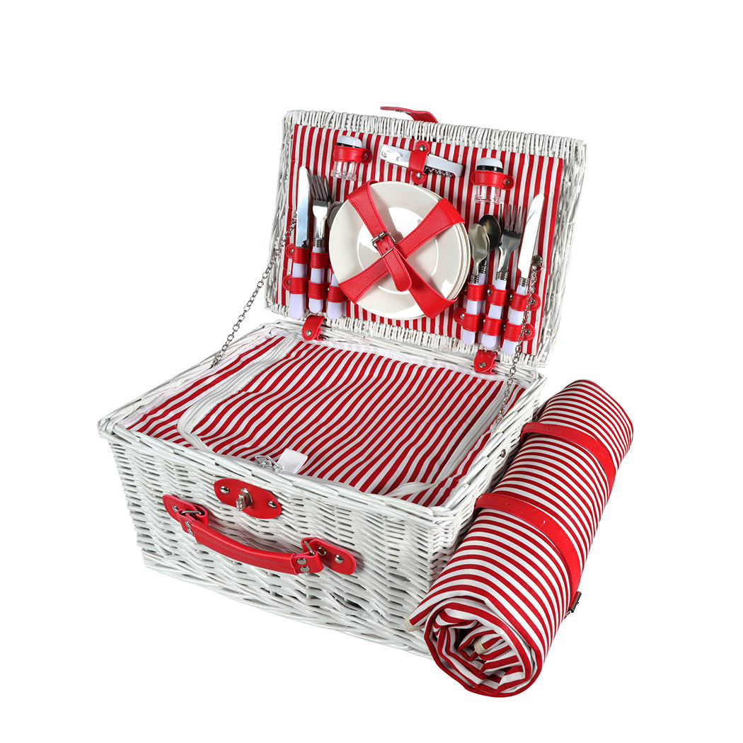 Picnic Basket Set Baskets 4 Person Wicker-1942353285050667008