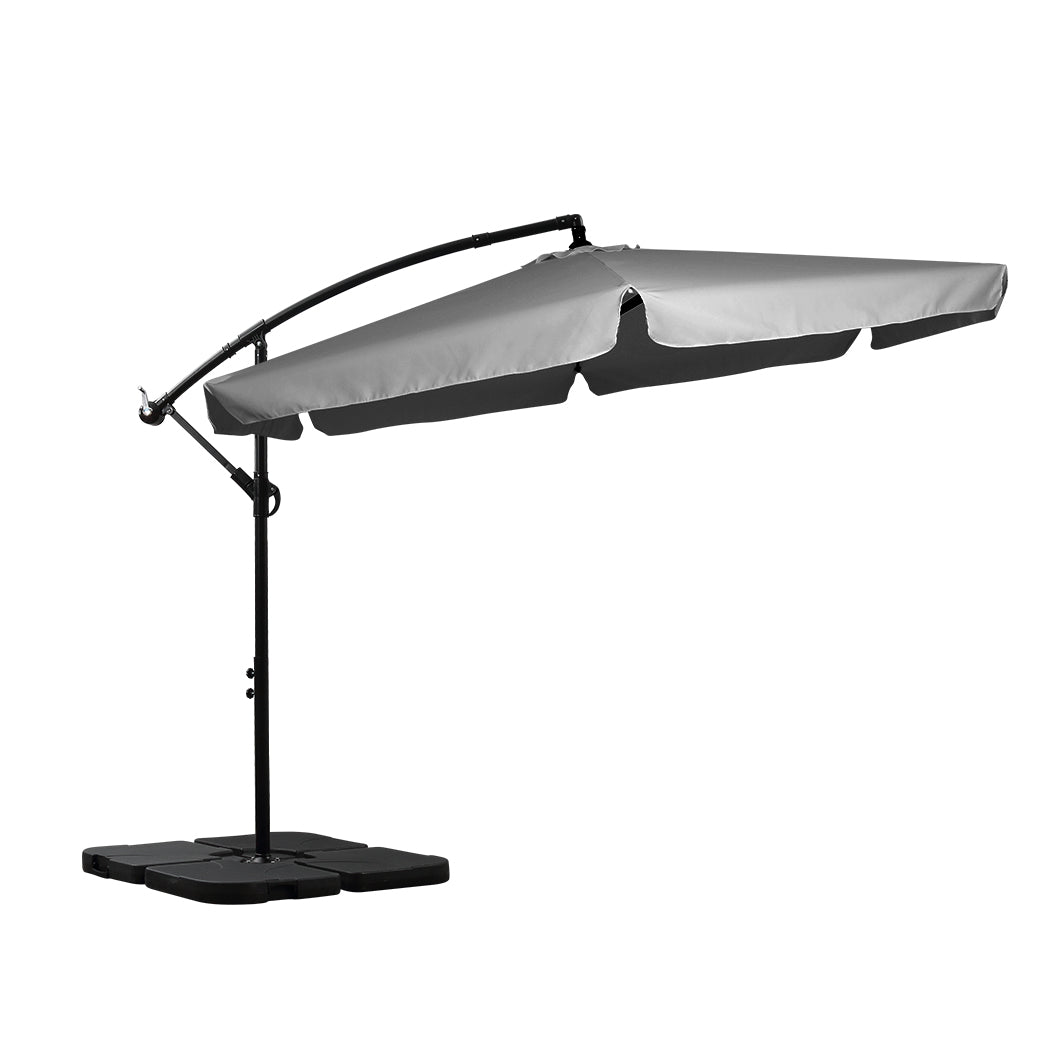 Mountview 3M Cantilever Umbrella Outdoor Grey With Base-1942353021853896704