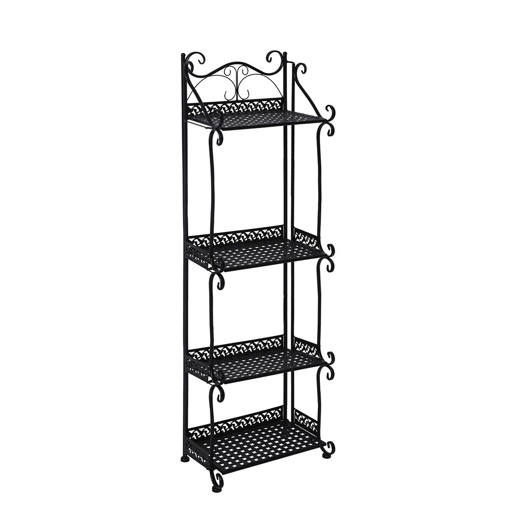 Levede Plant Stand 4 Tiers Outdoor Indoor Black-1942353747606900736