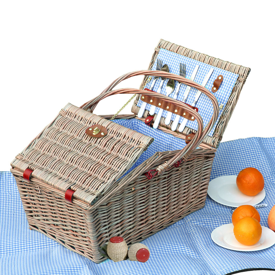 4 Person Picnic Basket Baskets Set Outdoor-1942353283398111232