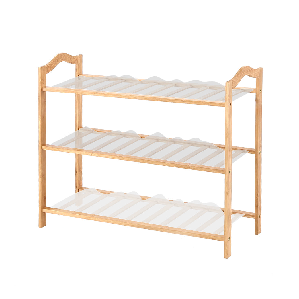 2x Levede 3 Tier Bamboo Shoe Rack Shoes-1942353133502074880