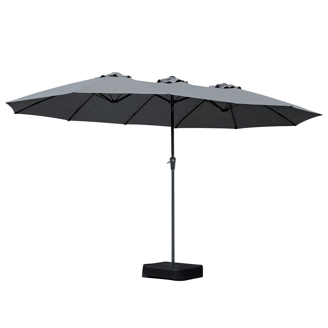 Centra 4.5M Double-sided Patio Umbrella Outdoor Umbrella Base Stand Grey-1942353664257691648