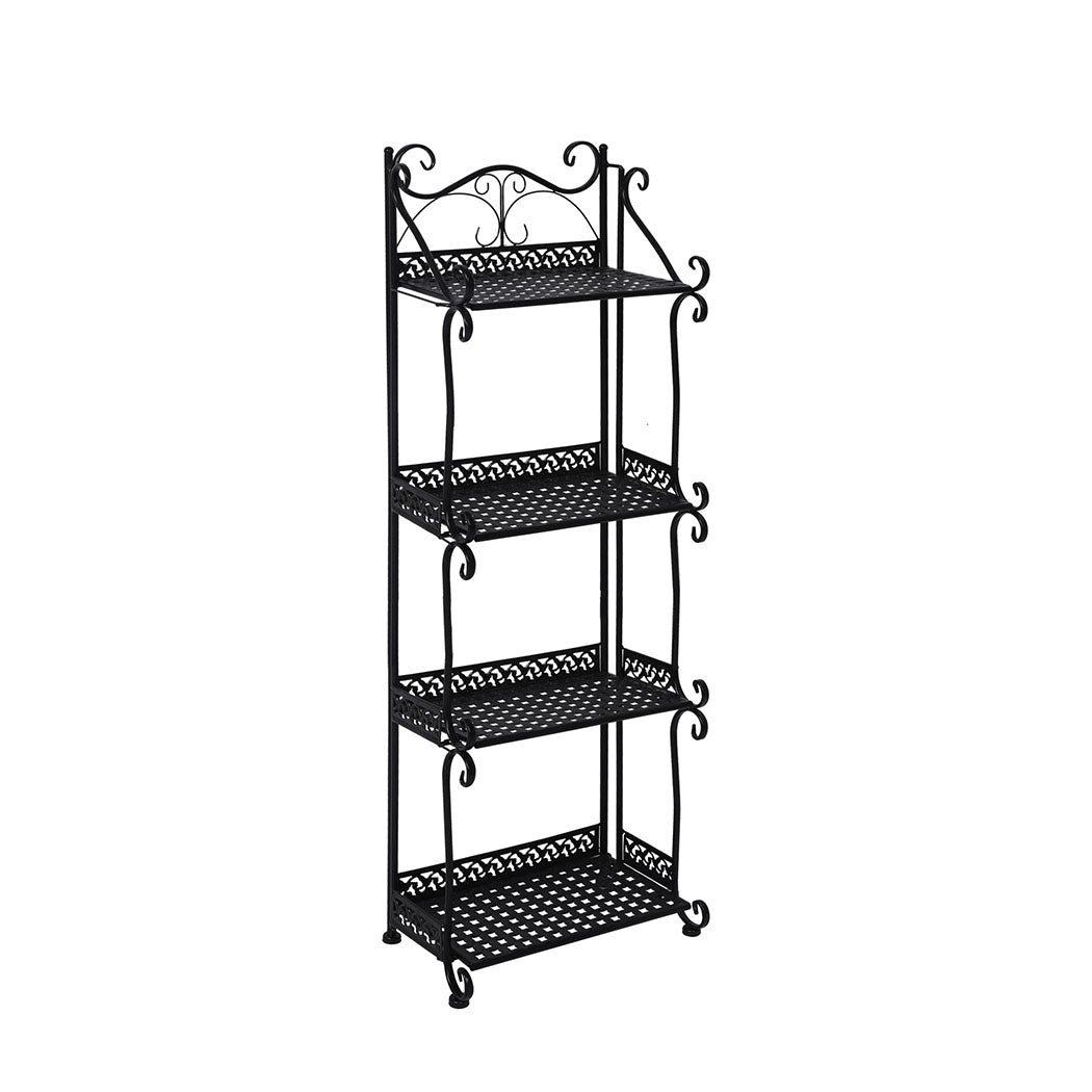 Levede Plant Stand 4 Tiers Outdoor Indoor Black-1942353747158110208