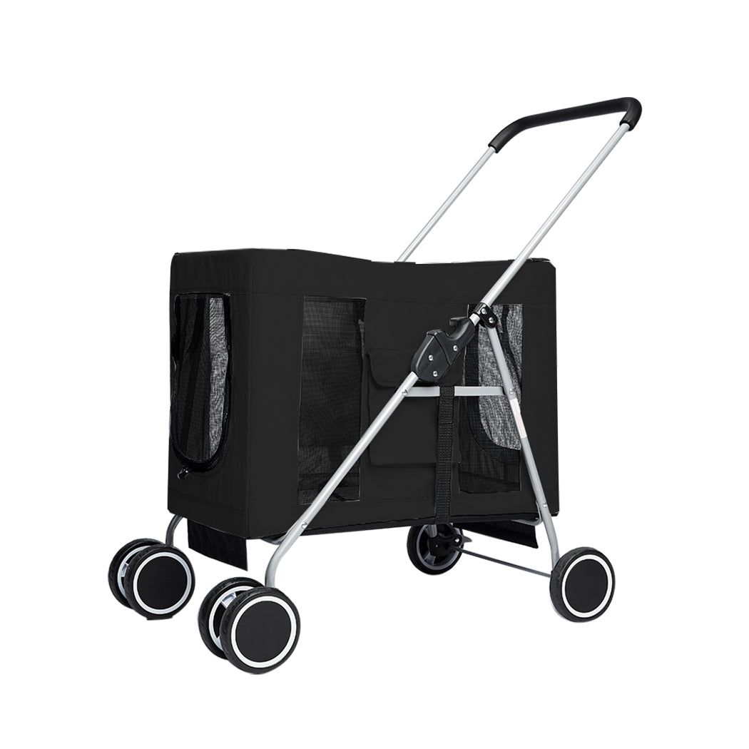 PaWz Pet Stroller Dog Cat Cage Carrier Black-1942353065311080448