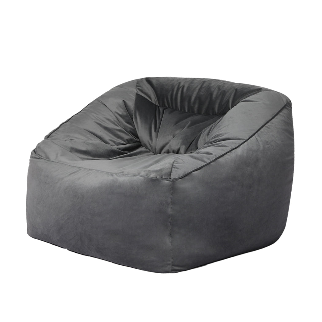 Marlow Bean Bag Chair Cover Soft Velvet Dark grey-1910113190088413184