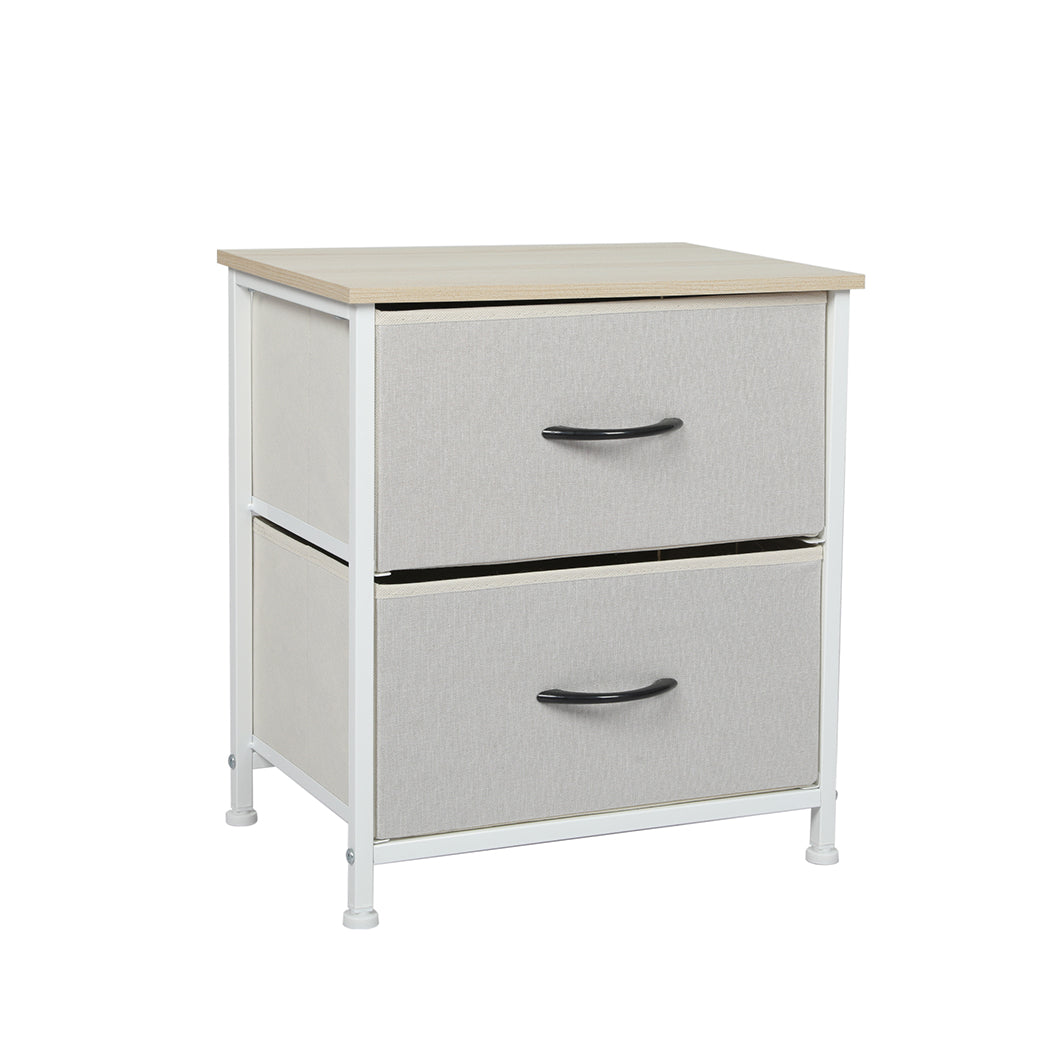 Levede Chest of 2 Drawers Bedside Table Beige-1910113286813257728