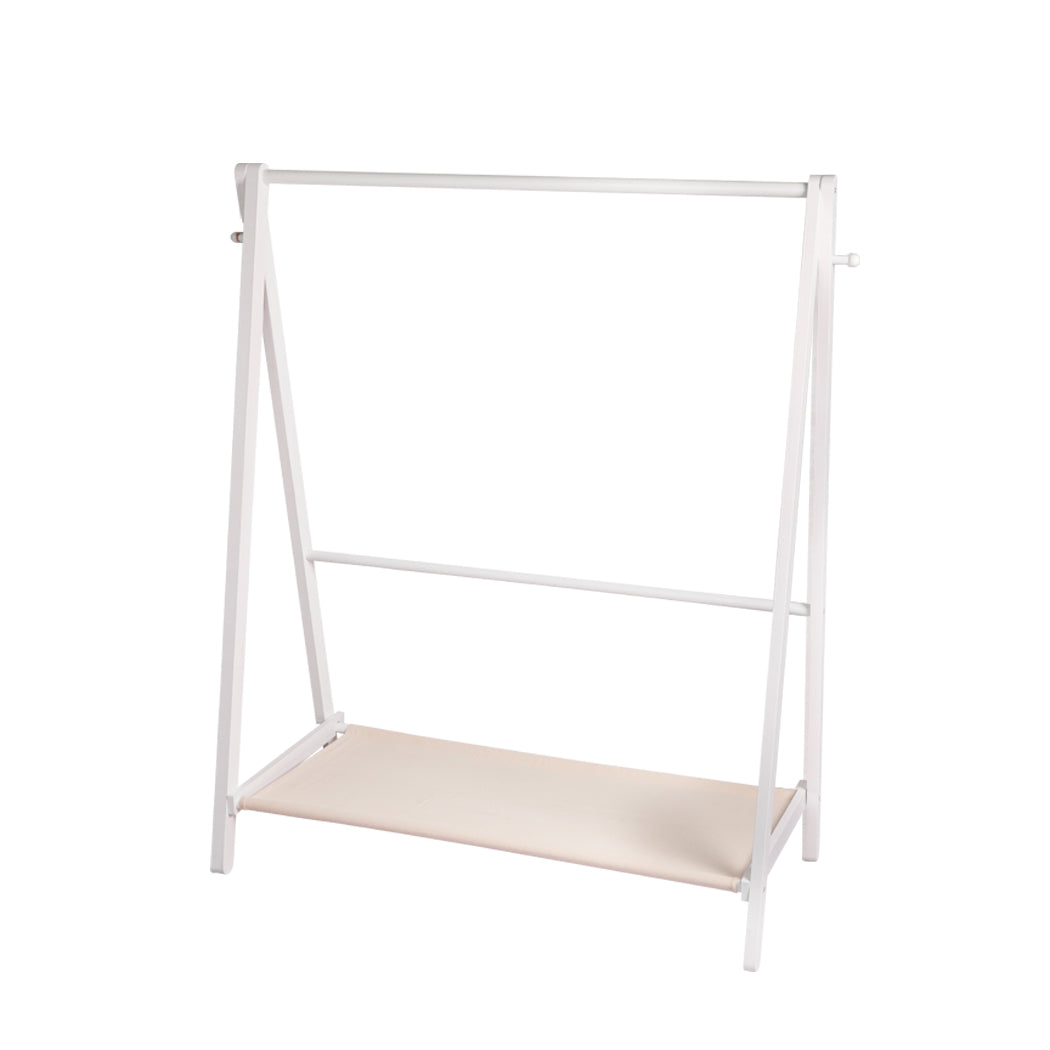 Levede Clothes Rack Wooden Wardrobe White-1942353093471637505