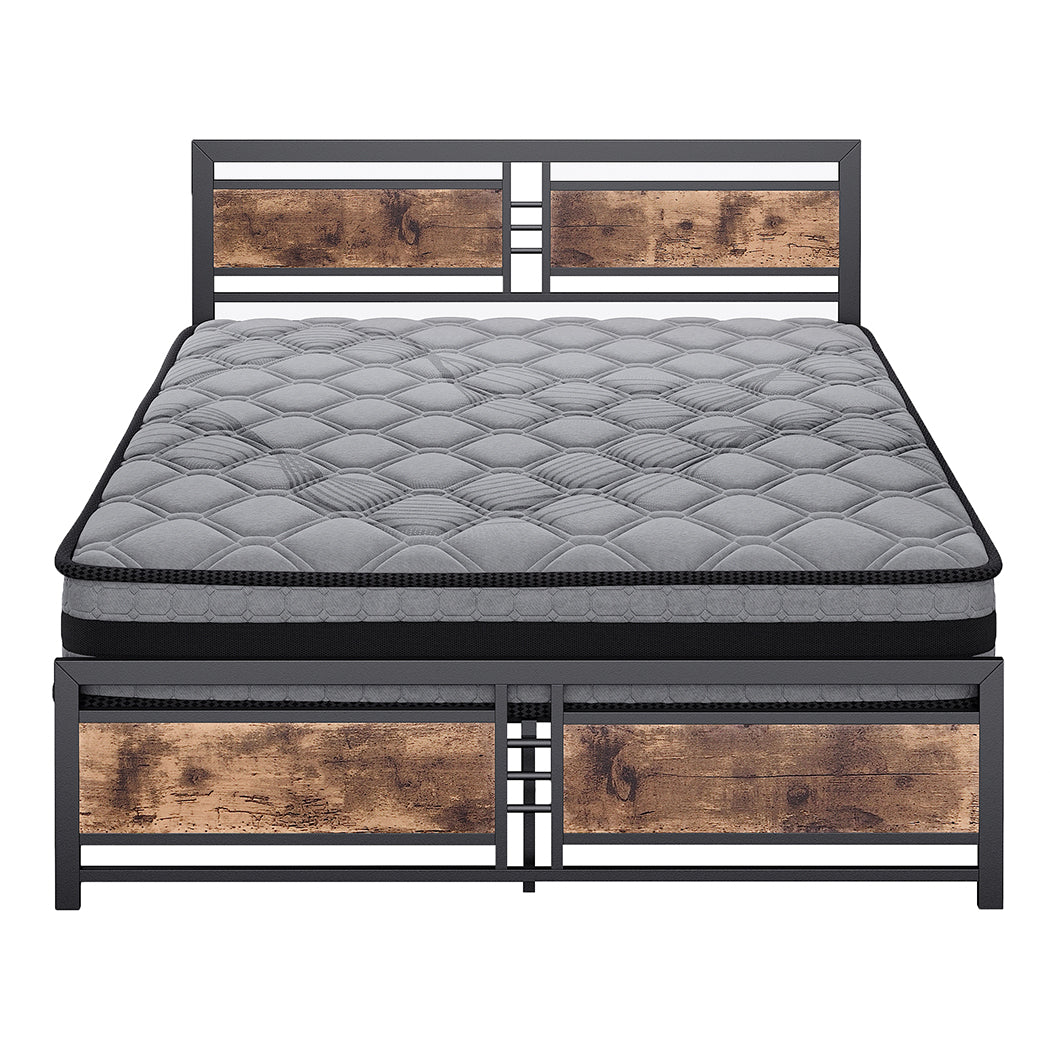 Metal Bed Frame Mattress Base Set Wood Double-1919892912548745217