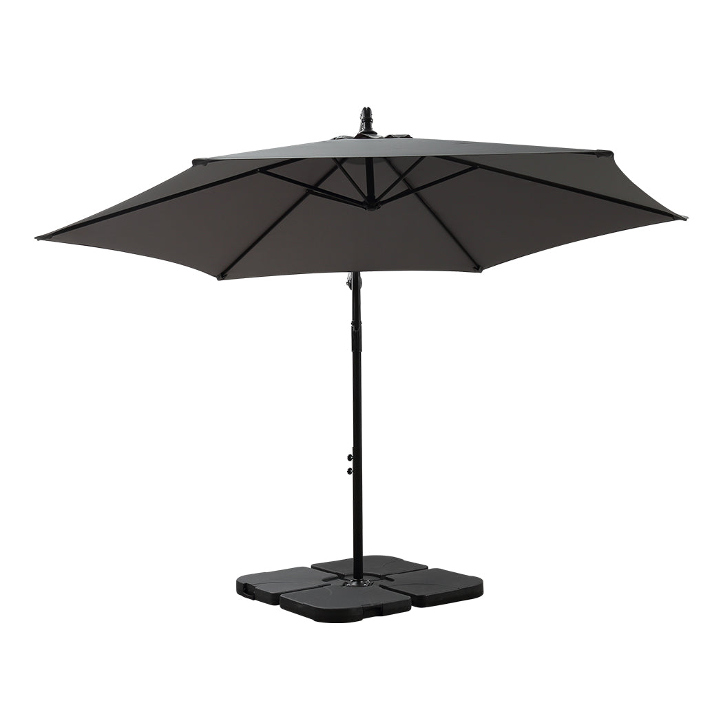 Mountview 3M Outdoor Umbrella Cantilever Grey With Base-1942353015138816001