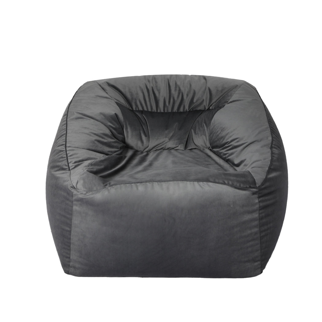 Marlow Bean Bag Chair Cover Soft Velvet Dark grey-1910113190088413185