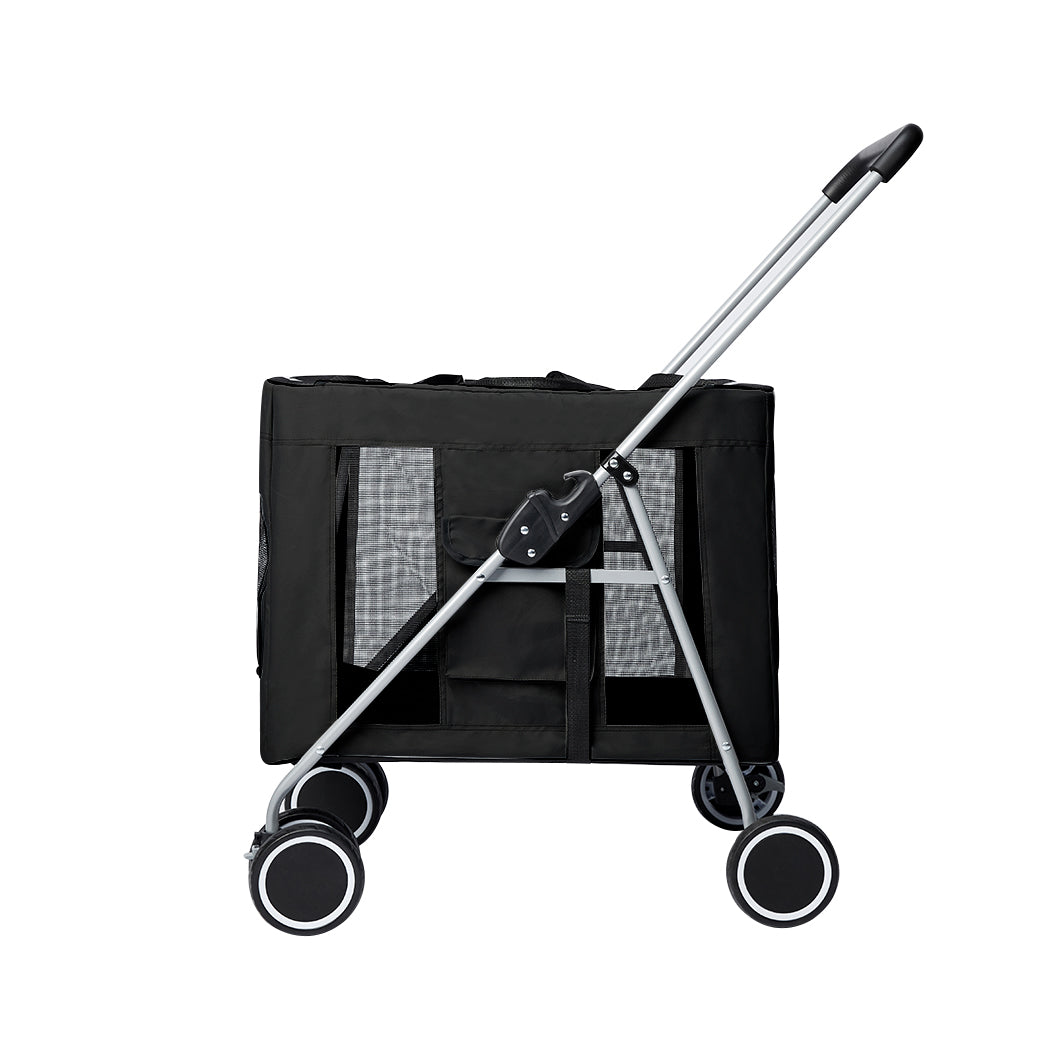 PaWz Pet Stroller Dog Cat Cage Carrier Black-1942353065311080449