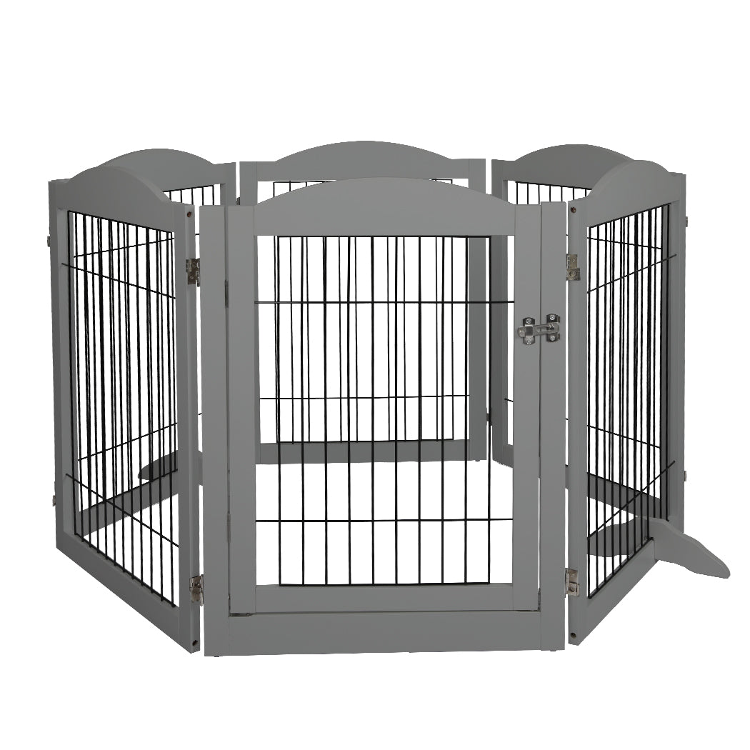 PaWz 6 Panels Pet Dog Playpen Puppy Grey-1942352754043392001