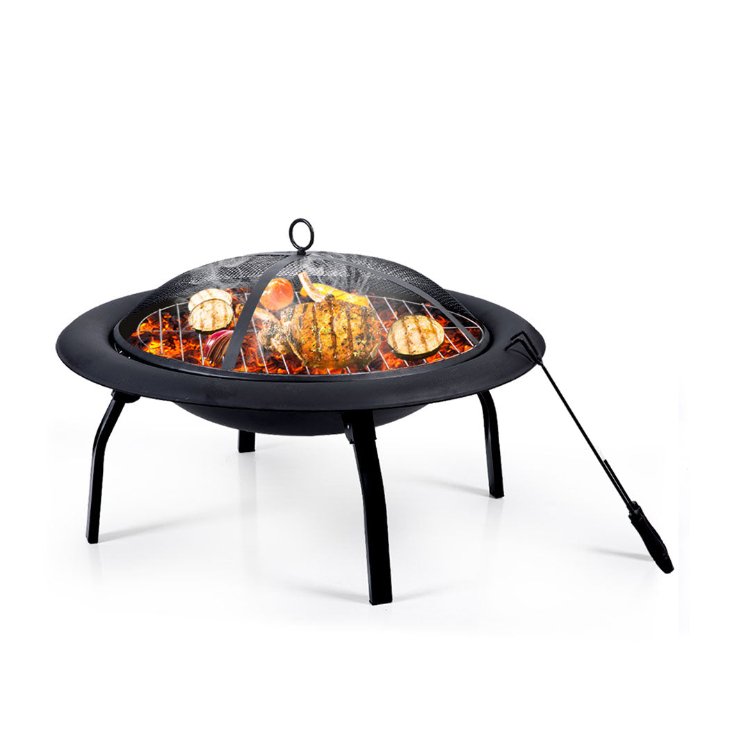 22" Outdoor Fire Pit BBQ Grill Fireplace Small-1942353057358680065