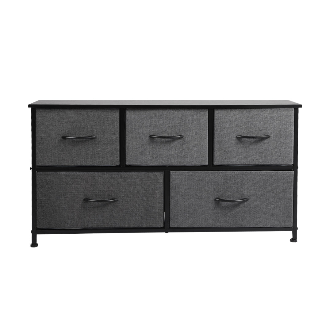 Levede Chest of 5 Drawers Storage Cabinet Dark Grey-1910113285462691841
