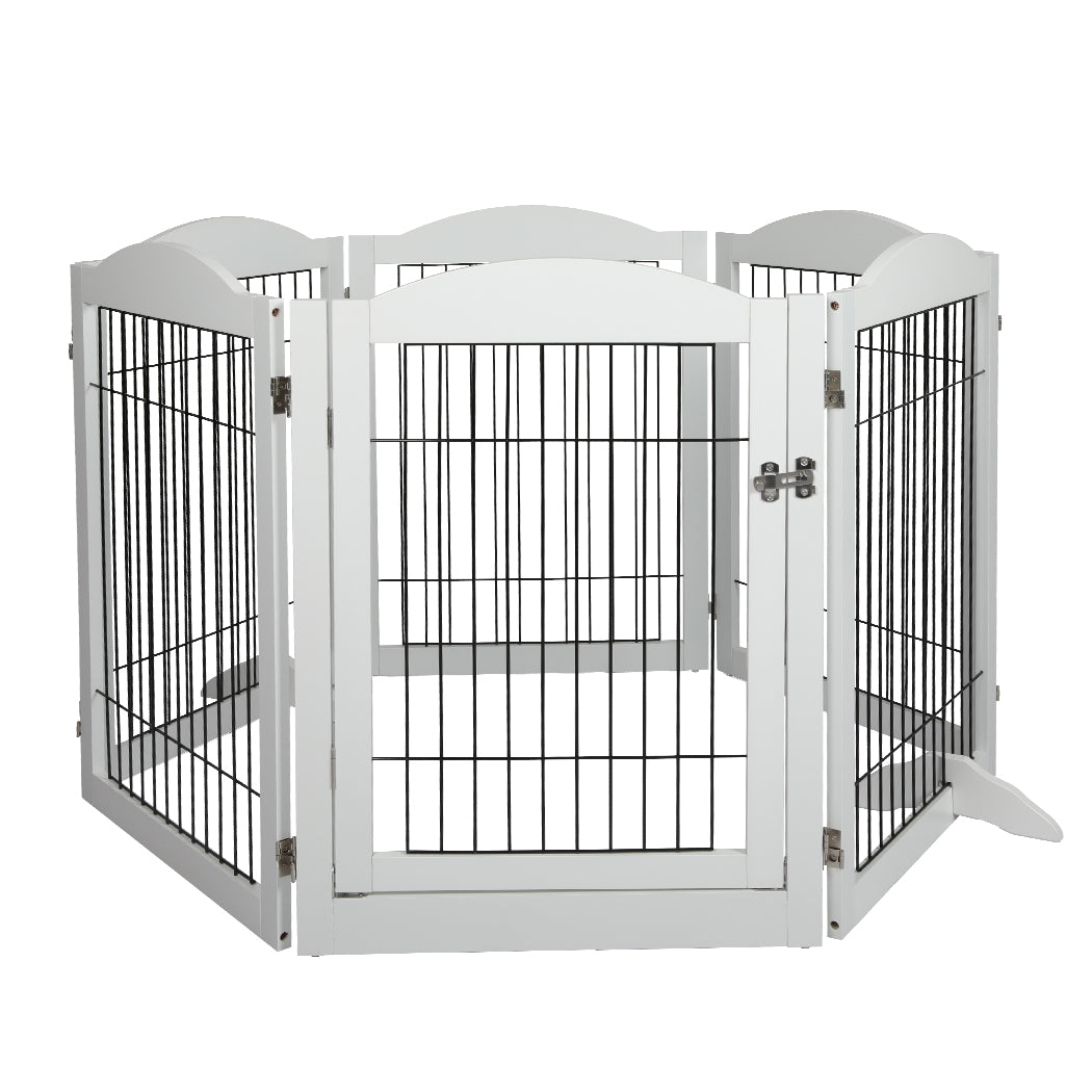 PaWz 6 Panels Pet Dog Playpen Puppy White-1942352754211164161