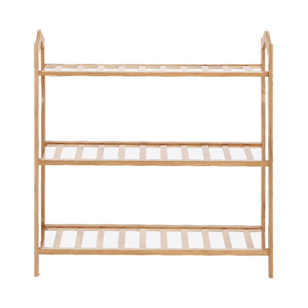 2x Levede 3 Tier Bamboo Shoe Rack Shoes-1942353133502074881