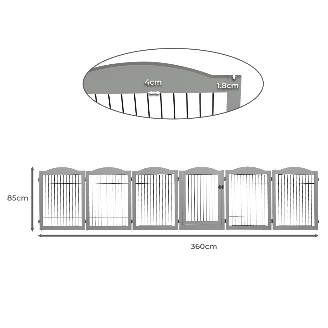 PaWz 6 Panels Pet Dog Playpen Puppy Grey-1942352754043392002