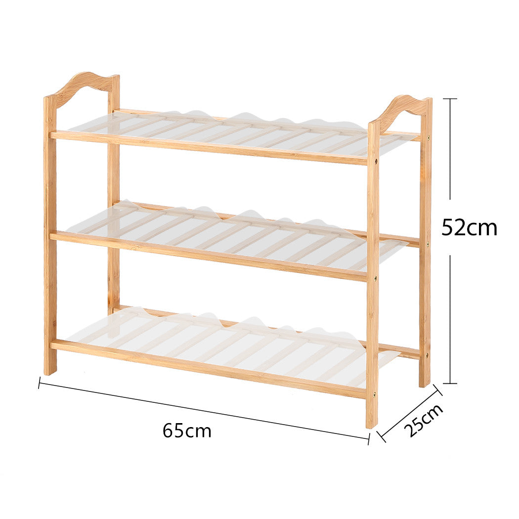 2x Levede 3 Tier Bamboo Shoe Rack Shoes-1942353133502074882