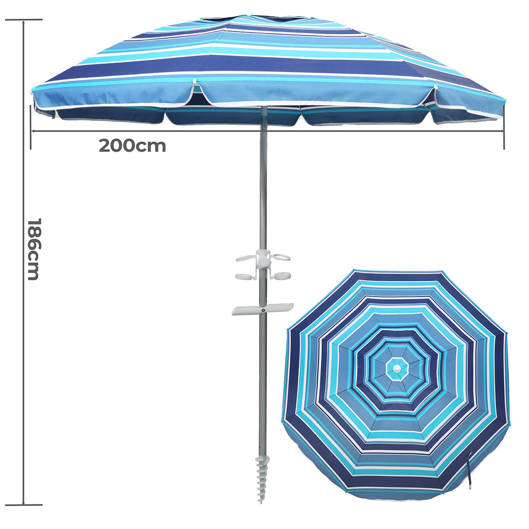Mountview 2M Outdoor Beach Umbrellas Sand Blue-1942353680426733570