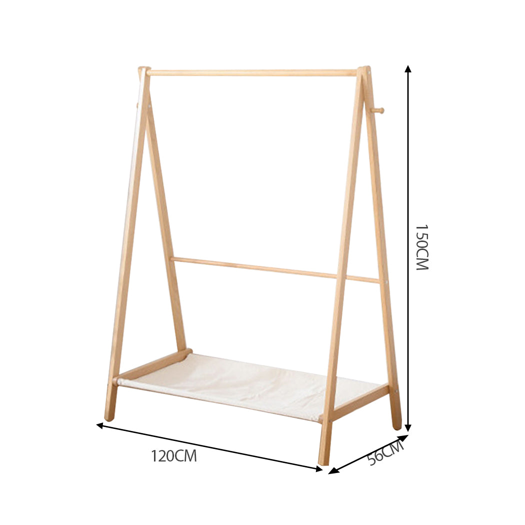 Levede Clothes Rack Wooden Wardrobe Natural-1942353093089955842