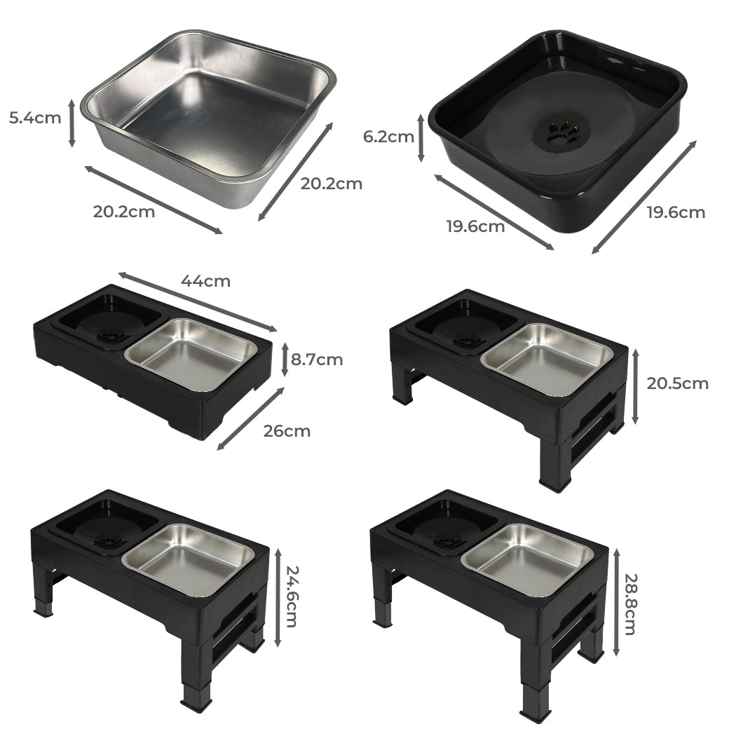 PaWz Elevated Pet Feeder 4 Height Adjustable-1942352756320899074