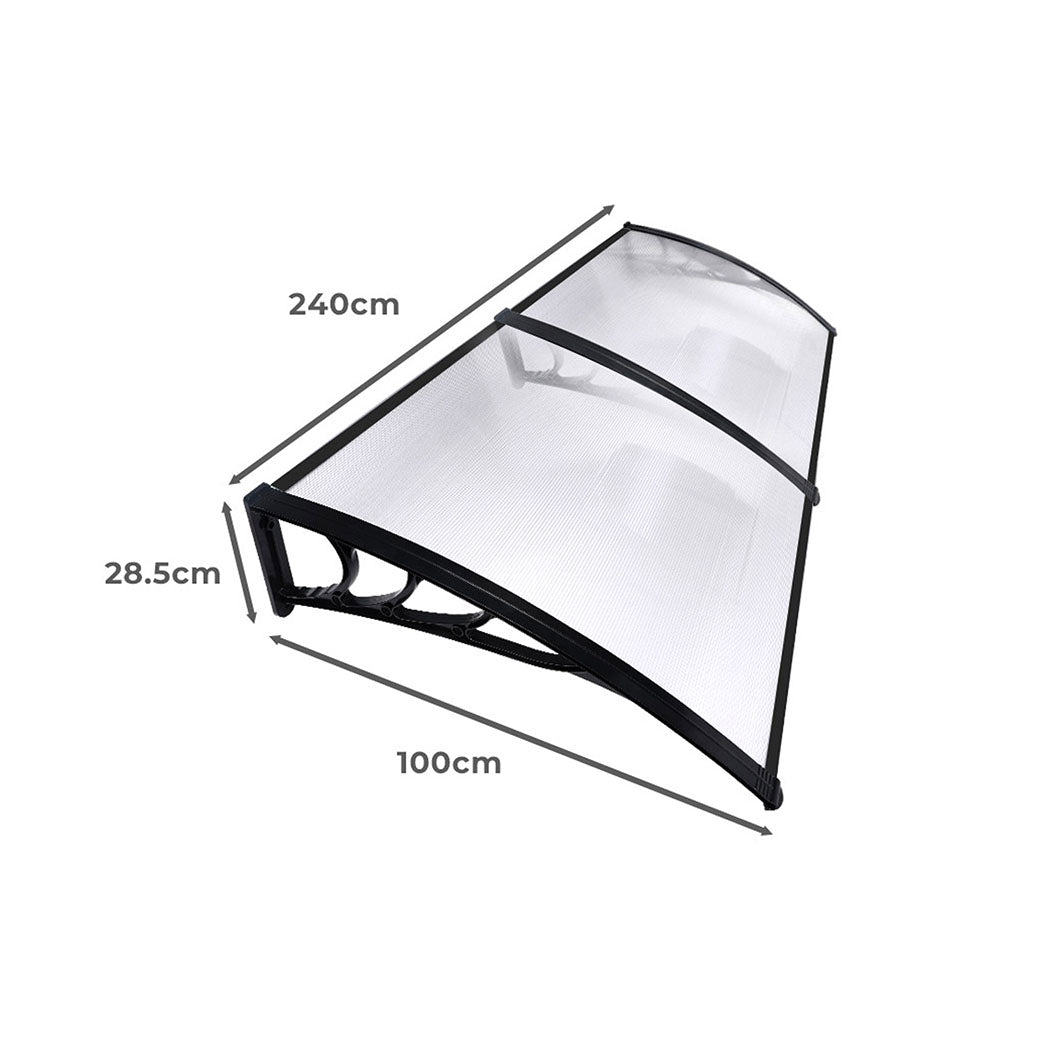 Mountview Window Door Awning Outdoor 1M X 2.4M Transparent 1x2.4M-1942353017055612930