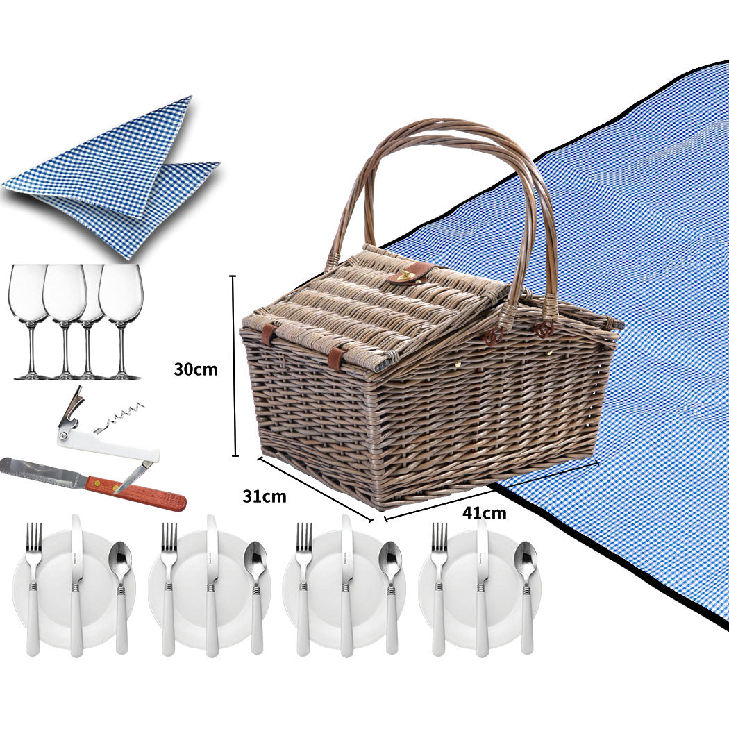 4 Person Picnic Basket Baskets Set Outdoor-1942353283398111234