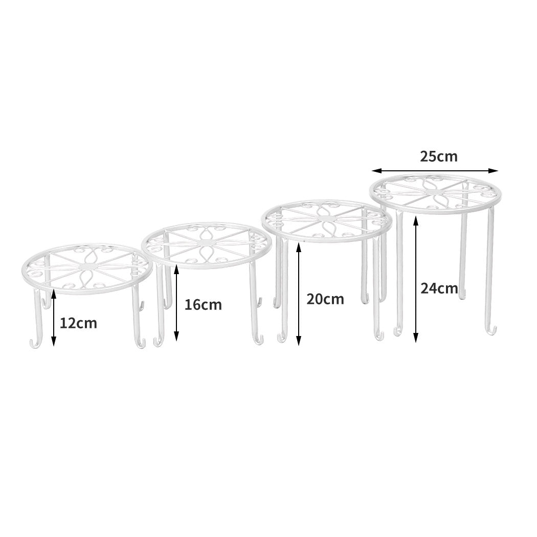 4 x Levede Metal Plant Stand Outdoor White-1942353738740142082
