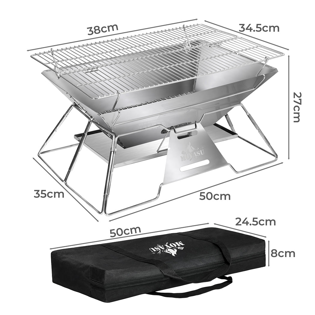 Levede Portable Folding BBQ Charcoal Grill Silver-1942353695664640002
