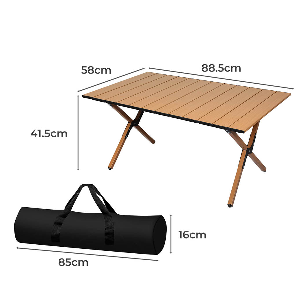 Levede Folding Camping Table Portable Oak-1942353029793714178