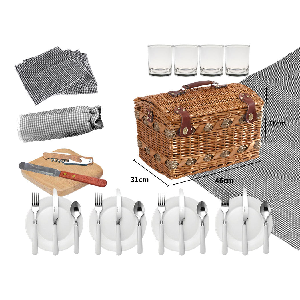 4 Person Picnic Basket Baskets Set Outdoor-1942353284165668866