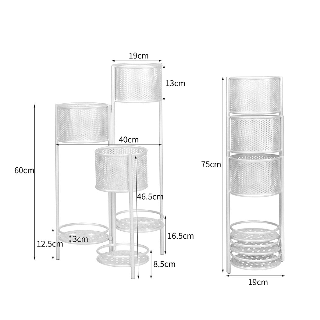 Levede 6 Tier Plant Stand Swivel Outdoor White-1942353742452101122