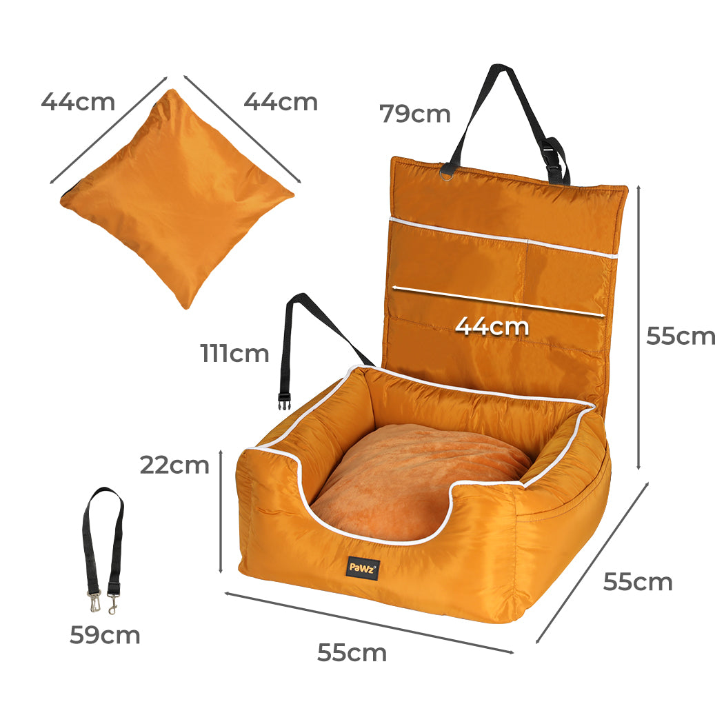 PaWz Pet Car Seat Travel Safety Carrier Orange-1942352757369475074
