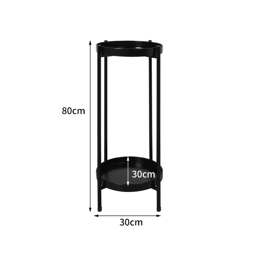 Levede 2 Tier Plant Stand Outdoor Indoor Black Large-1942352906850275330