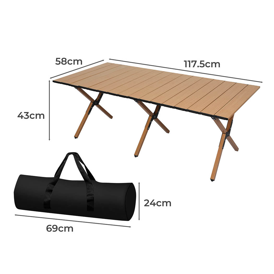 Levede Folding Camping Table Foldable Oak-1942353030129258498
