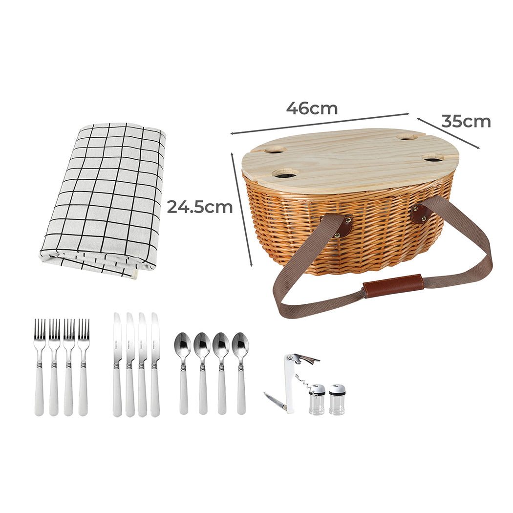 Picnic Basket Set Willow Baskets Outdoor-1942353284866117634