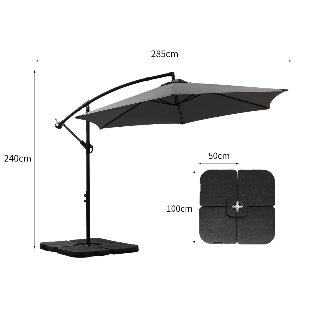 Mountview 3M Outdoor Umbrella Cantilever Grey With Base-1942353015138816002