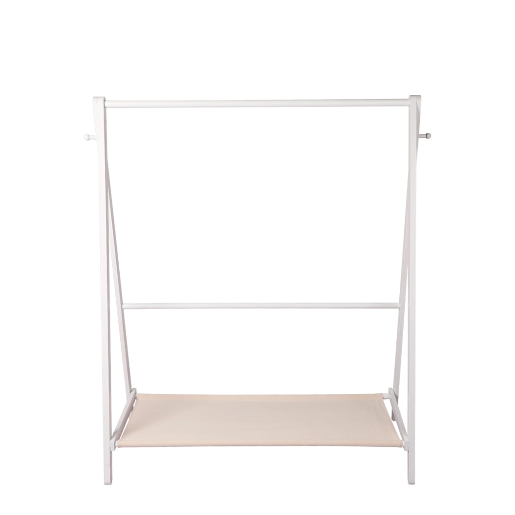Levede Clothes Rack Wooden Wardrobe White-1942353093471637507