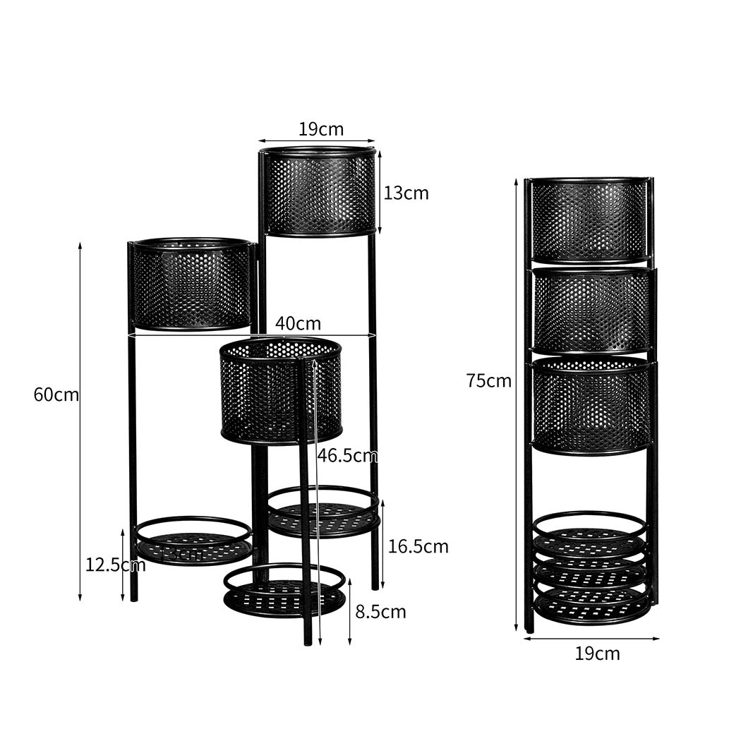 Levede 6 Tier Plant Stand Swivel Outdoor Black-1942353741919424514